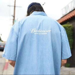 LAST CHANCE! BUDWEISER Half Zip Denim Shirt